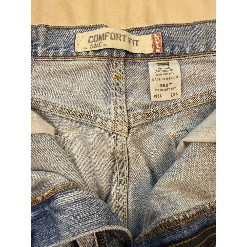 Levi’s 560 Comfort Fit W34 Light Wash Denim Cutoff Shorts Vintage Style